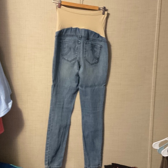 Indigo Blue Skinny Jeans with Tan Waistband - Picture 2 of 5